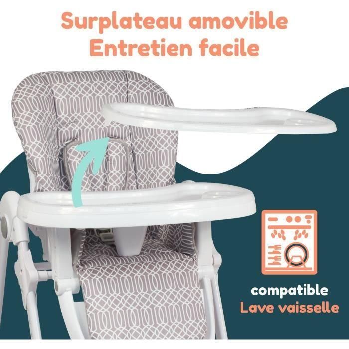 Trona multiposición - BAMBISOL - Reclinable - Hasta 3 años - Beige / Blanco 5 Trona multiposición - BAMBISOL - Reclinable - Hasta 3 años - Beige / Blanco 5