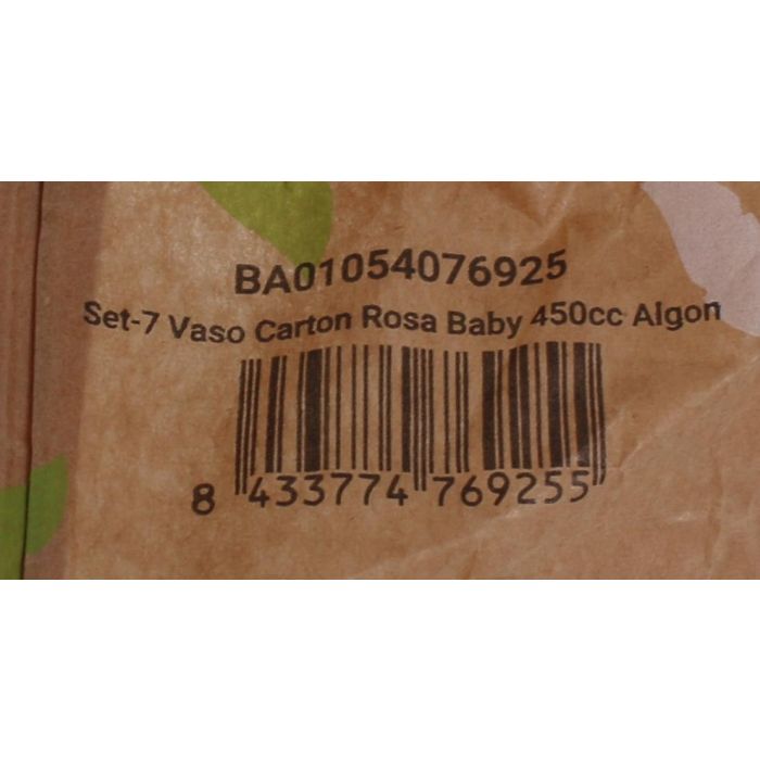 Algon Set 7 Vasos de Cartón Rosa Baby 450 cc (16 Unidades)