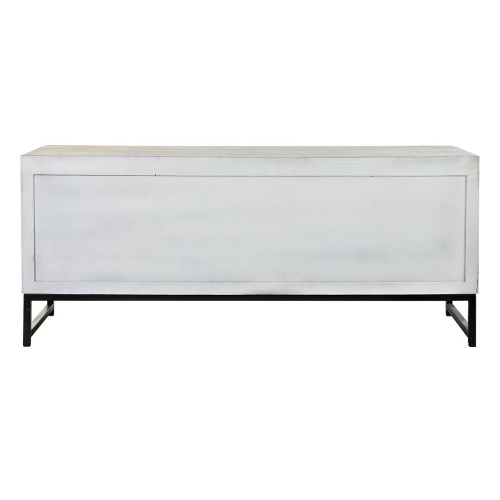 DKD Home Decor Mueble TV Blanco Mango y Metal 130 x 40 x 55 cm 4