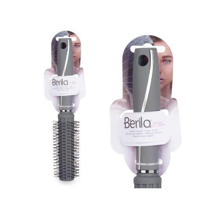 Cepillo para Cabello Rizo Gris Siliconado Berilo 4x24x4 cm (24 Unidades) 2