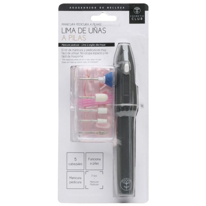 Cosmetic Club Juego De Manicura-Pedicura A Pila Con 5 Cabezales Incluye Bolsa De Transporte 1