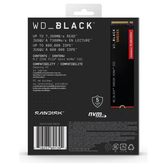 Western Digital SN850X NVMe PCIe 4.0 x 4 SSD M.2 1TB 8 Western Digital SN850X NVMe PCIe 4.0 x 4 SSD M.2 1TB 8