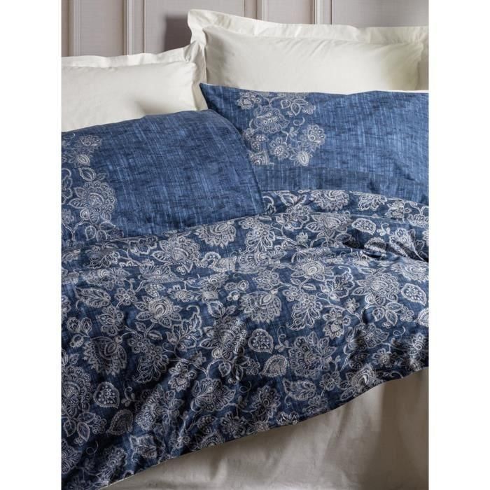Juego de cama - 1 funda nórdica 220x240 cm + 2 fundas de almohada 60x60 cm - 100% algodón - Azul 3 Juego de cama - 1 funda nórdica 220x240 cm + 2 fundas de almohada 60x60 cm - 100% algodón - Azul 3