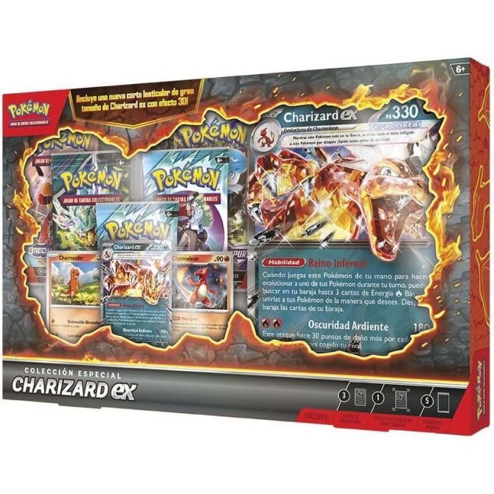 Blister juego cartas coleccionables Charizard Pokemon español 4 Blister juego cartas coleccionables Charizard Pokemon español 4