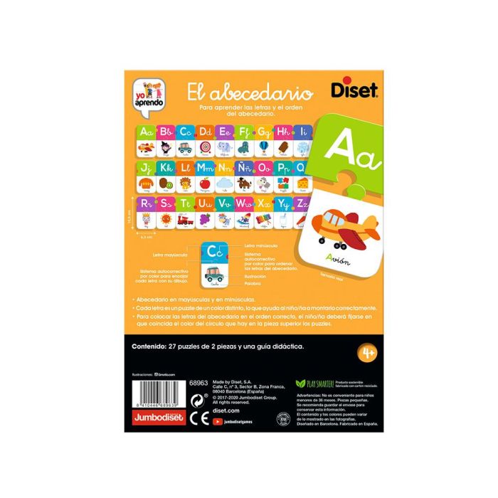 Diset Juego Educativo El Abecedario Castellano con 27 Puzzles para 4 Años