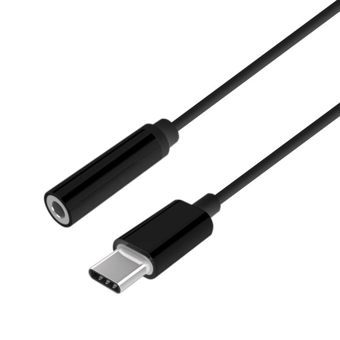 Aisens Conversor USB-C a Audio Jack 3.5mm Hembra Negro 15 cm con Chipset Compatible con Macbook, Chromebook, PC, Móvil y Tablet