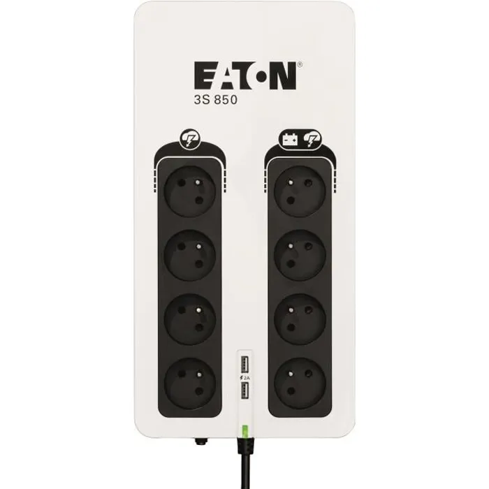 Eaton 3S 850 FR UPS fuera de línea 850VA 510W con tomacorrientes FR y puerto USB 0 Eaton 3S 850 FR UPS fuera de línea 850VA 510W con tomacorrientes FR y puerto USB 0