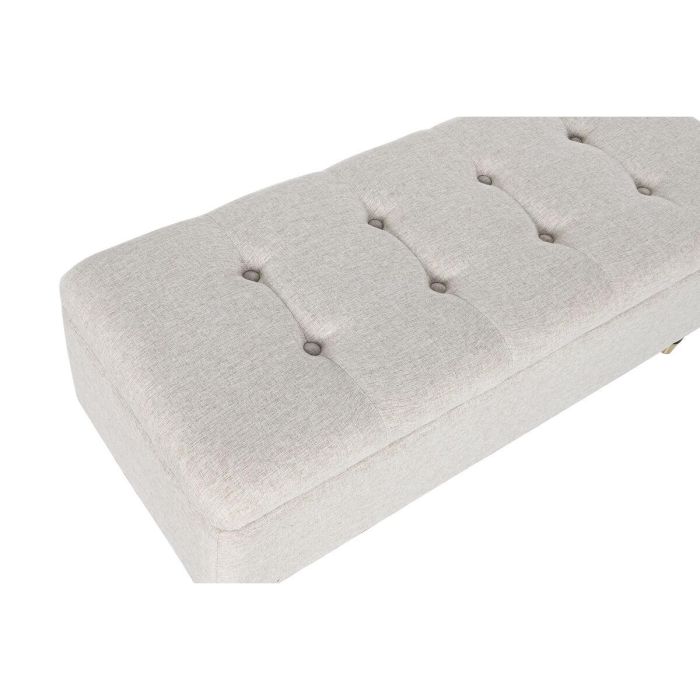 DKD Home Decor Descalzadora Glam de Poliéster y Hevea Beige Marrón Oscuro con Almacenaje 45x110x44cm 6