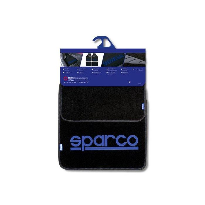 Sparco SPC1901 Alfombras de Moqueta para Coche Negras con Logo Azul Antideslizantes - Juego de 4 Piezas Universales, Poliéster y PVC 2 Sparco SPC1901 Alfombras de Moqueta para Coche Negras con Logo Azul Antideslizantes - Juego de 4 Piezas Universales, Poliéster y PVC 2