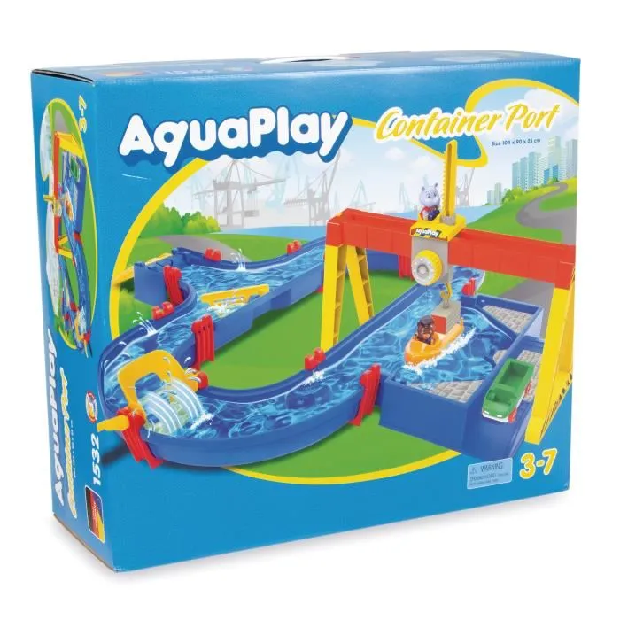 Aquaplay Port a Container Circuito de Agua para Niños con Barco, Coche y Grúa Contenedora 5