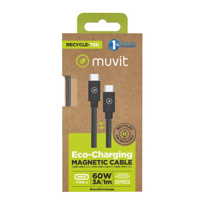 muvit for change cable magnético Tipo C a Tipo C 3A 60W 1m negro 3 muvit for change cable magnético Tipo C a Tipo C 3A 60W 1m negro 3