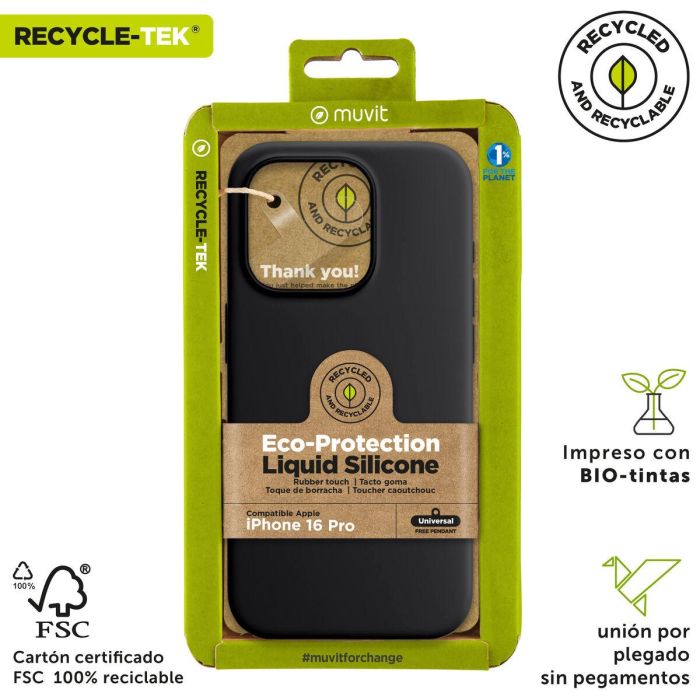Muvit Funda Recycletek Liquid Silicone para Apple - Eco, Certificado GRS, Silicona Reciclada, Protección Antigolpes y Anti-huellas, Forro Microfibra, Eco Packaging 2 Muvit Funda Recycletek Liquid Silicone para Apple - Eco, Certificado GRS, Silicona Reciclada, Protección Antigolpes y Anti-huellas, Forro Microfibra, Eco Packaging 2