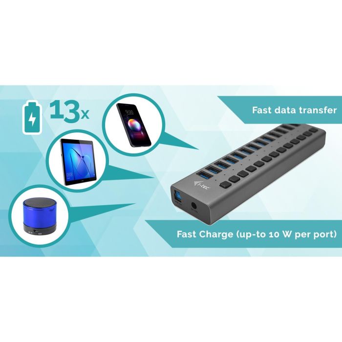 Hub USB i-Tec U3CHARGEHUB13 60W 5 Hub USB i-Tec U3CHARGEHUB13 60W 5