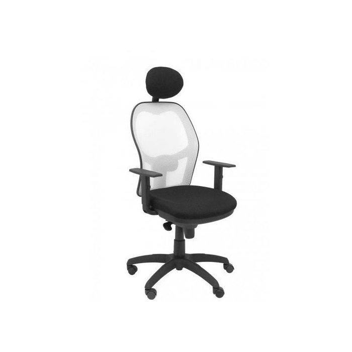 Silla Piqueras Y Crespo Jorquera Brazos Regulables Cabecero Fijo Mecanismo Sincro Con Regulador De Tension Respaldo De Malla Blanca Y Asiento Tapizado Bali Negro