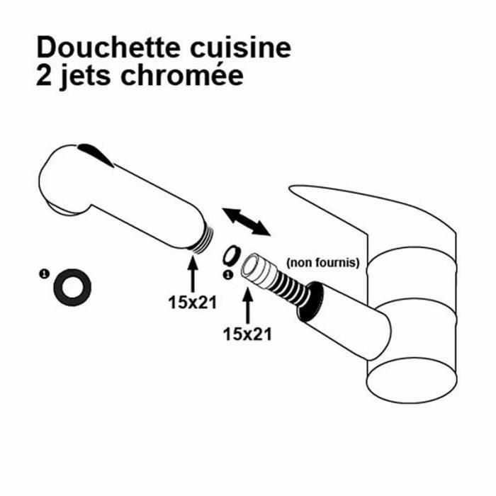 Rociador de ducha - ROUSSEAU - Cromado - ABS - 2 chorros - Anti-cal 3 Rociador de ducha - ROUSSEAU - Cromado - ABS - 2 chorros - Anti-cal 3