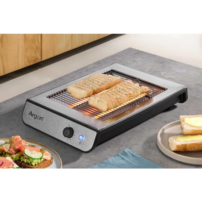 Tostador Plano de Acero Argon 600W 37x6.5x25 cm (6 Unidades) 4 Tostador Plano de Acero Argon 600W 37x6.5x25 cm (6 Unidades) 4