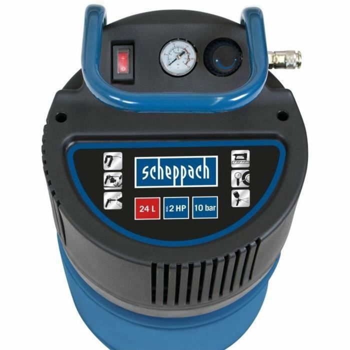 SCHEPPACH HC24V Compresor de aire vertical sin aceite, 24L, 2CV, 10 bar máx., 180 L/min. succión. Ideal para herramientas neumáticas. 5 SCHEPPACH HC24V Compresor de aire vertical sin aceite, 24L, 2CV, 10 bar máx., 180 L/min. succión. Ideal para herramientas neumáticas. 5