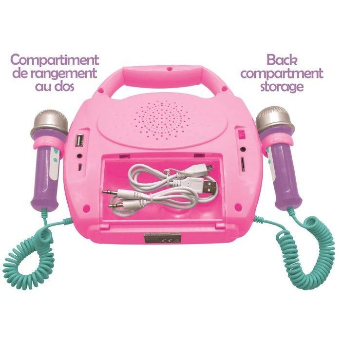 Lexibook Altavoz Bluetooth Karaoke Infantil Unicornio con 2 Micrófonos, Efectos de Luz RGB, Batería Recargable y Grabación 3