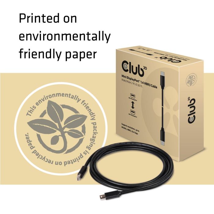 Club3D Cable Mini DisplayPort 1.4 HBR3 32.4Gb/s 8K60Hz 2m Macho/Macho - Conectores Bañados en Oro 4 Club3D Cable Mini DisplayPort 1.4 HBR3 32.4Gb/s 8K60Hz 2m Macho/Macho - Conectores Bañados en Oro 4