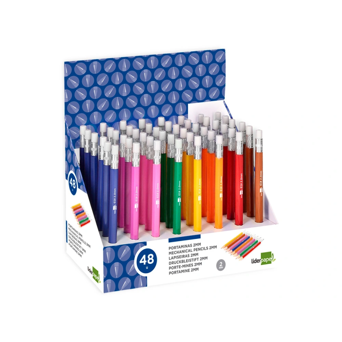 Liderpapel Portaminas 2 mm, Colores Surtidos, Con Goma de Borrar 7