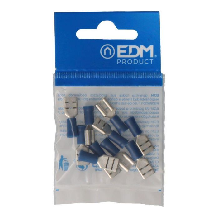 Edm Terminal Faston Preaislado Hembra 6,3 mm Blister 10 uds Acero Metálico/azul