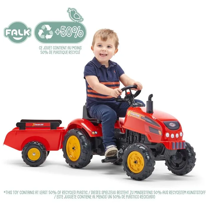 FALK 2046AB Tractor a Pedal X con Capota Abatible y Remolque Incluido para Niños de 2 a 5 Años 1