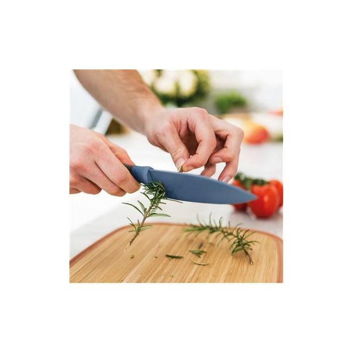 Berghoff 3950106 Cuchillo Cocinero con Pelador de Hierbas Azul 14 cm Antiadherente Mango Contorneado Funda Protectora 1