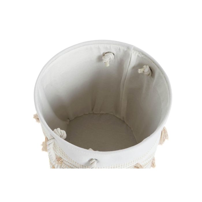 DKD Home Decor Cesta Boho Beige Mostaza Algodón Poliéster Flecos Set de 3 Piezas 43 x 45 x 43 cm 3