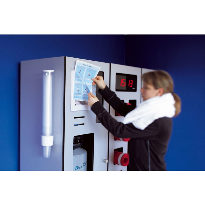 Djois Portacatalogos funda de presentacion adhesiva removible DIN A4 con esquina magnetica capacidad 10 hojas pack 5 unidades 4