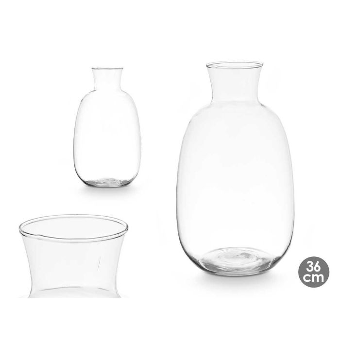 Jarrón de Cristal Giftdecor 36 cm - Transparente, Vidrio, Base 14 cm Jarrón de Cristal Giftdecor 36 cm - Transparente, Vidrio, Base 14 cm