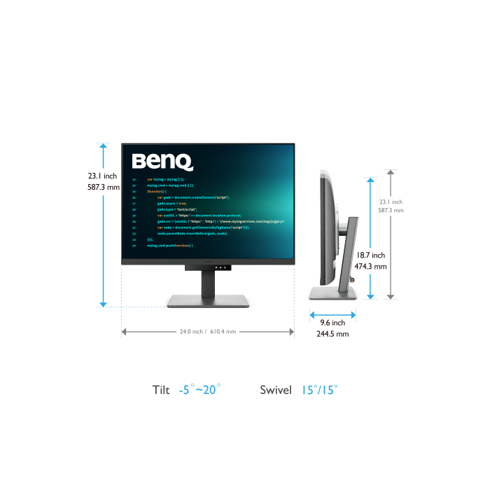 BenQ Monitor 71.6cm RD280U 3:2 UHD (3840x2160) HDMI/USB-C/DisplayPort, diseño ergonómico 4