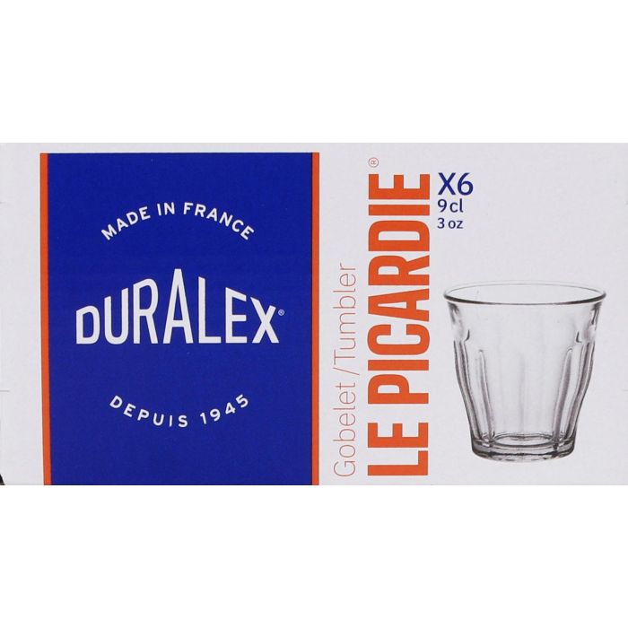 Duralex Set 6 Vasos Transparentes 90 cc Picardie ø6.5x6.5x7 cm (24 Cajas)