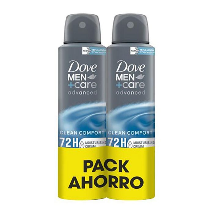 Dove Desodorante Spray Men Clean Comfort, 72h Protección Sudor y Mal Olor, Aroma Fresco, 2 x 150 ml (Pack 2)