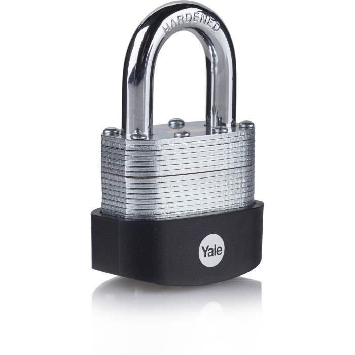 Yale Candado Exterior de Acero Laminado 50mm, Grillete de Acero Templado, Alta Seguridad, Doble Bloqueo, Antiapalancamiento