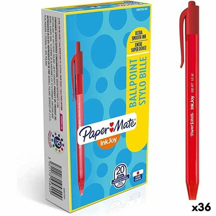 Bolígrafo Paper Mate Inkjoy 20 Piezas Rojo 1 mm (36 Unidades) 0 Bolígrafo Paper Mate Inkjoy 20 Piezas Rojo 1 mm (36 Unidades) 0