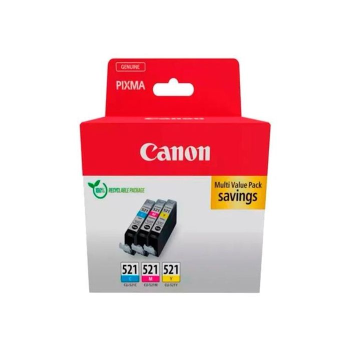 Canon Tinta Ecopack C-M-Y Para Pixma Ip 3600-4700 - Mp 540-550-560-620-630-640-980-990 - Mx 860-870 - Cli 521 Canon Tinta Ecopack C-M-Y Para Pixma Ip 3600-4700 - Mp 540-550-560-620-630-640-980-990 - Mx 860-870 - Cli 521