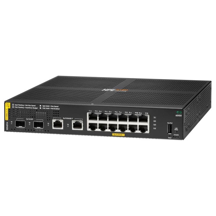 HP Enterprise 6000 12G + 2G/2SFP PoE+ (139W) Switch M RM Gestionado L3 Gigabit Ethernet 12 Puertos PoE+ 139W Montaje en Rack 1U