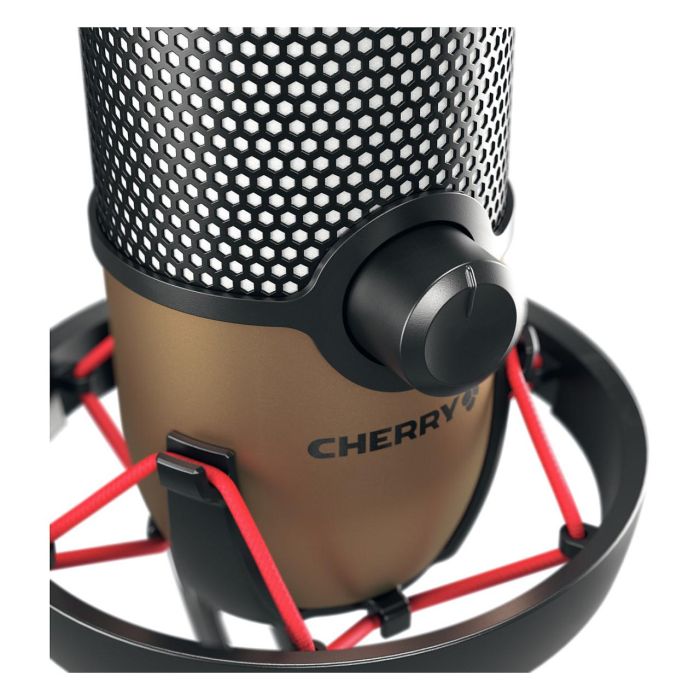 Cherry UM 9.0 PRO RGB Micrófono de Superficie para Mesa, 24 bit 192 kHz, Conexión USB, Negro y Bronce