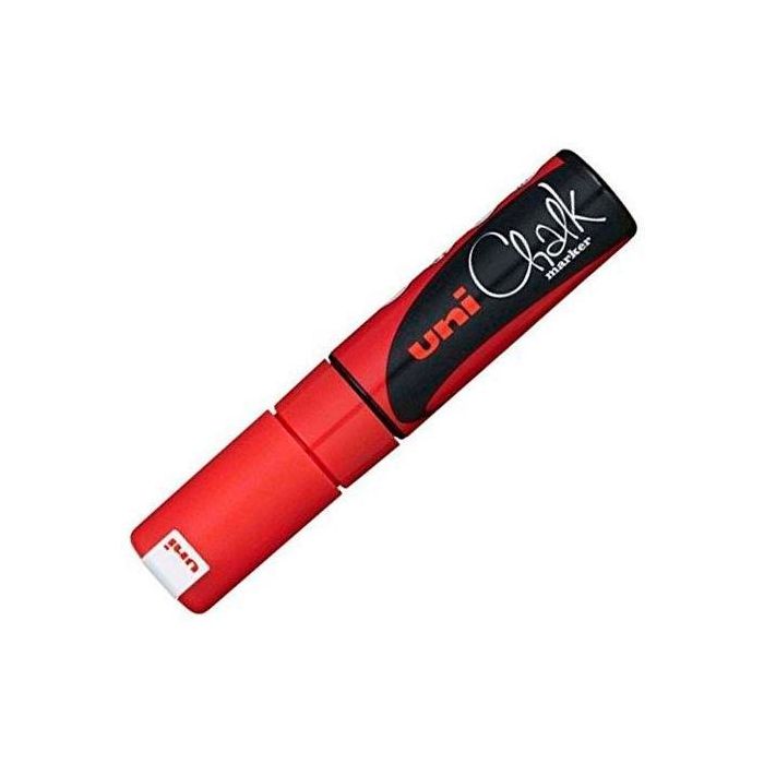 Uni-ball Marcador de Tiza Líquida PWE-8K Rojo Punta Biselada Borrable en Húmedo para Pizarras/Vidrio (6 Unidades) (6 Unidades)