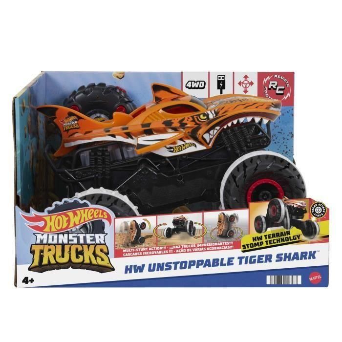 Coche radio control hot wheels monster trucks tiger shark. escala 1:15, 2.4ghz. 2