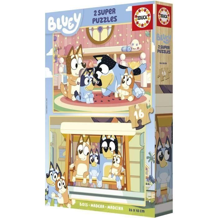 Educa Puzzle Infantil de Madera Bluey - Incluye 2 Puzzles de 16 Piezas - Ideal para Niños y Niñas a partir de 3 Años 3