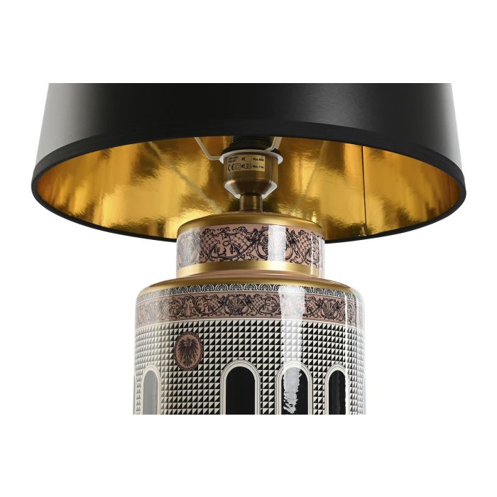 DKD Home Decor Lámpara Sobremesa Jing Door Neoclásico Porcelana Multicolor Negro Dorado Melocoton 40 x 40 x 67.5 cm 1
