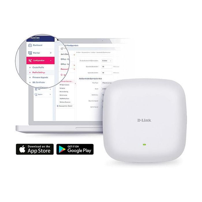 D-Link DAP-X2850 Punto de Acceso WiFi 6 PoE 3600Mbps 2.4GHz 5GHz Antenas 3.5/5.5dBi 4