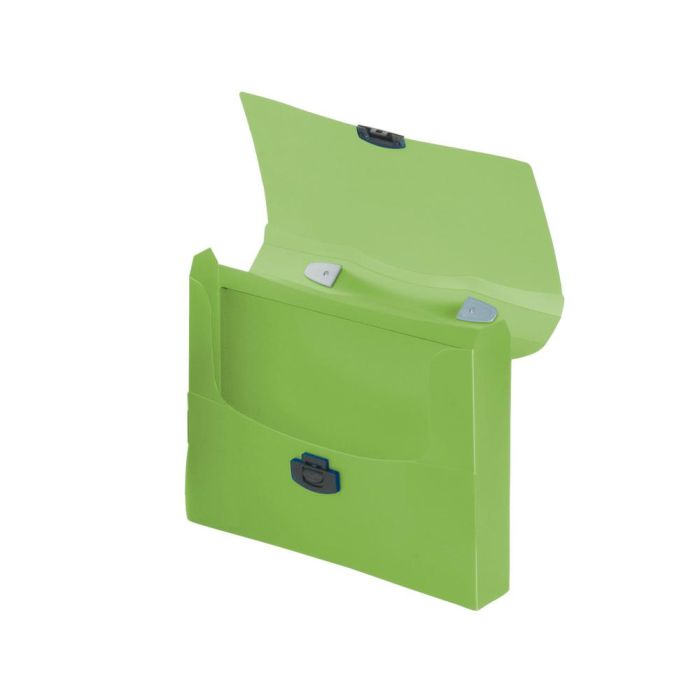 Carpeta Liderpapel Portadocumentos Broche Polipropileno Din A4 Verde Transparente Con Asa 1