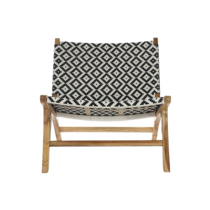 Silla de Jardín DKD Home Decor Blanco Negro Natural PVC Teca 65 x 80 x 68 cm 3