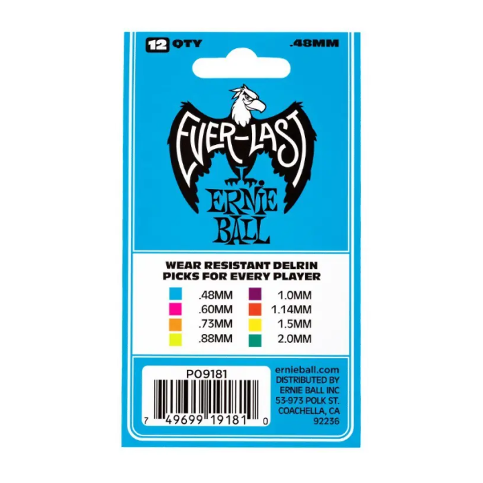 Ernie Ball Púas Everlast Azul 0,48 Mm - 12 Unidades 2 Ernie Ball Púas Everlast Azul 0,48 Mm - 12 Unidades 2