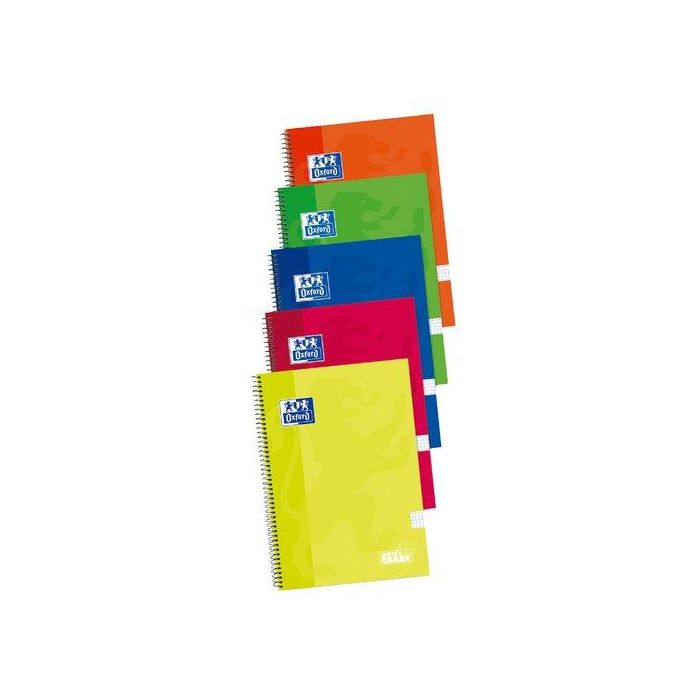 Bloc Oxford School Tapa Extra Fº 80H Cuadric.4X4 90G Surtido (Col. Vivos) 5 unidades