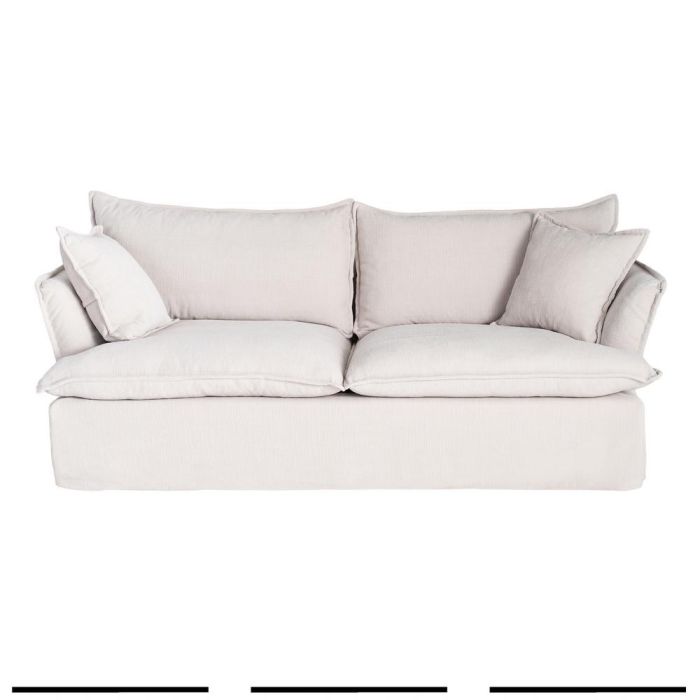 Sofá 3 Plazas Crema Tejido 221 X 103 X 72 cm