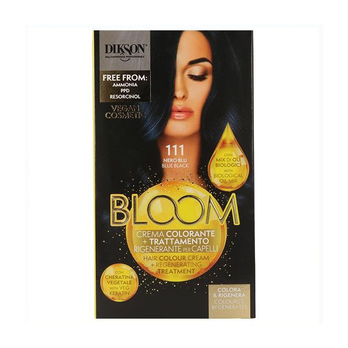Dikson Bloom Crema Color 111 Negro Azul - Colorante y Tratamiento Regenerador para Cabello