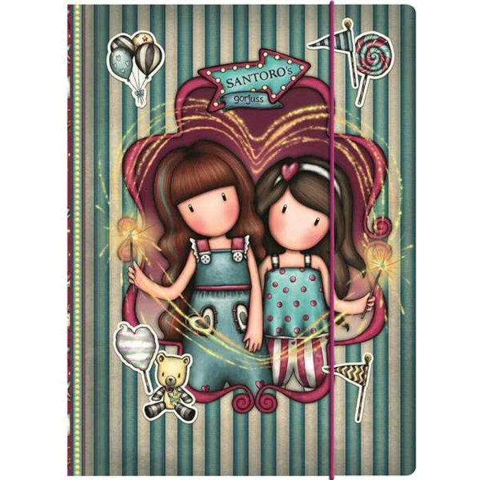 Libreta folio tapas duras con elastico gorjuss™ fairground "fireworks" 24,8x9x33,4cm